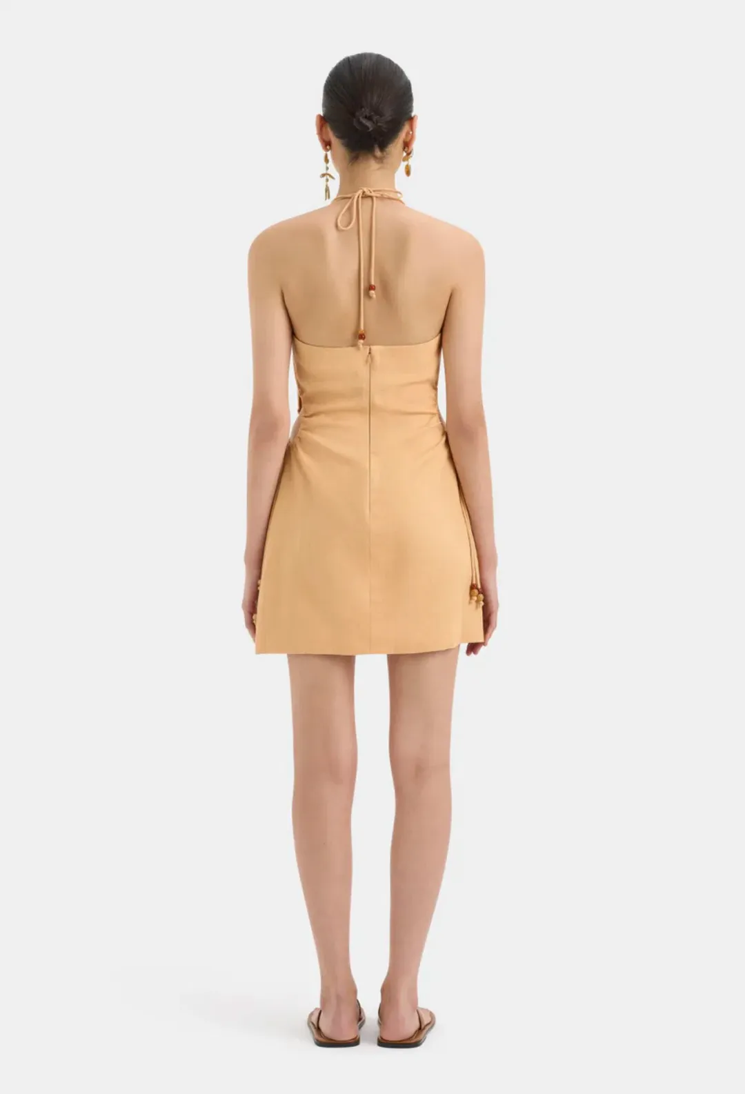 Sir the Label Antonia Beaded Mini Dress Light Tan Size 0 / AU 6 for rent on The Volte - main image