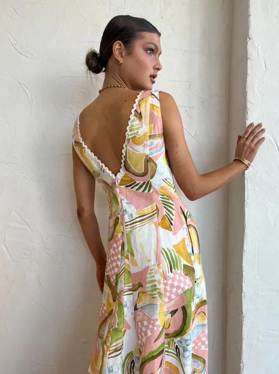 By Nicola Wavy Maxi Dress In Swirl Check SIze 10 for rent on The Volte - main image