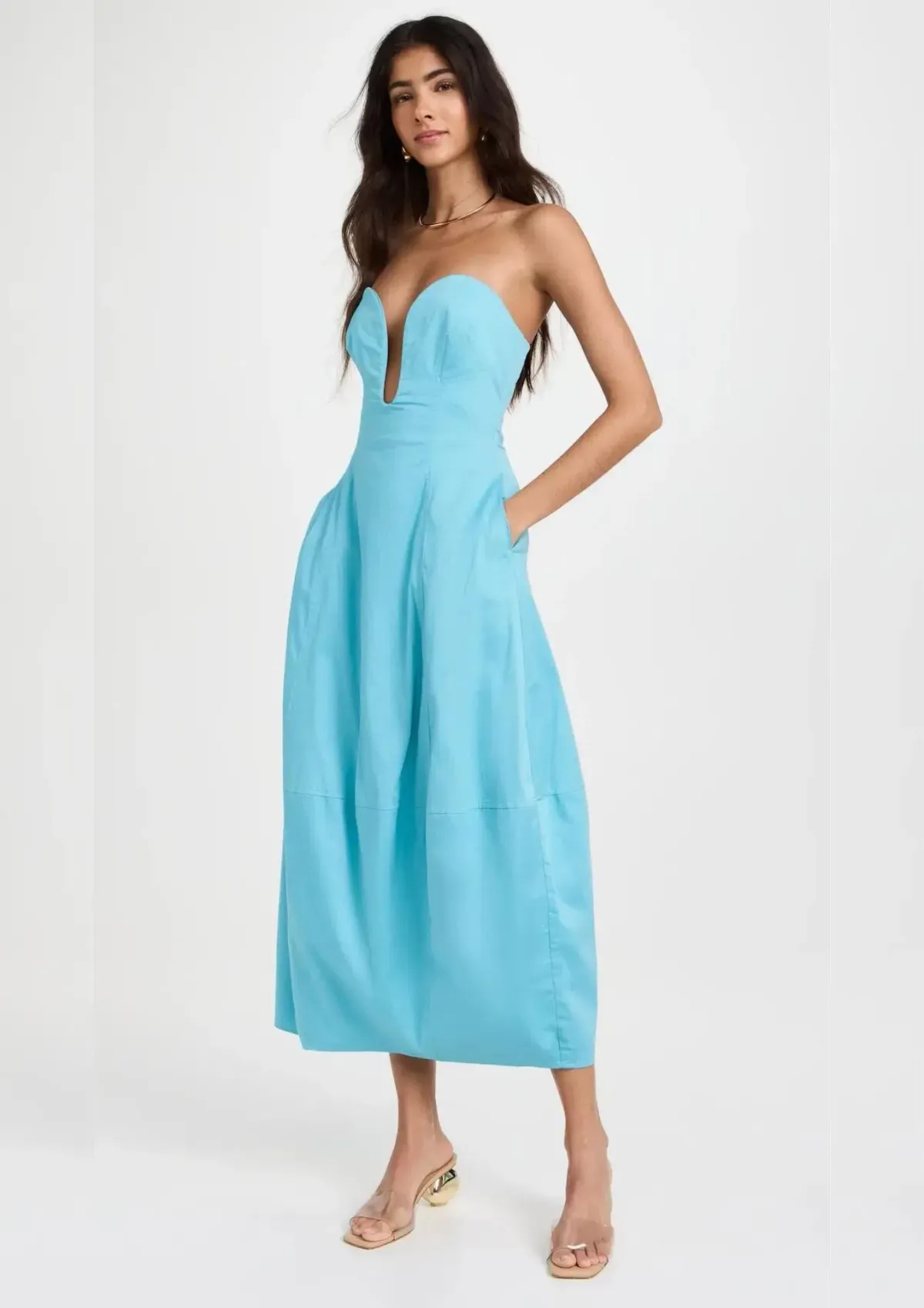 Cult Gaia Chiara Midi Dress Cabana Blue Size AU 6 (US 2) for rent on The Volte - main image