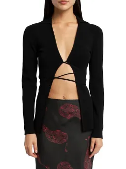 Christopher Esber Tie Front Knit Cardigan Black Size XXS/ Au 4 for rent on The Volte - image 2