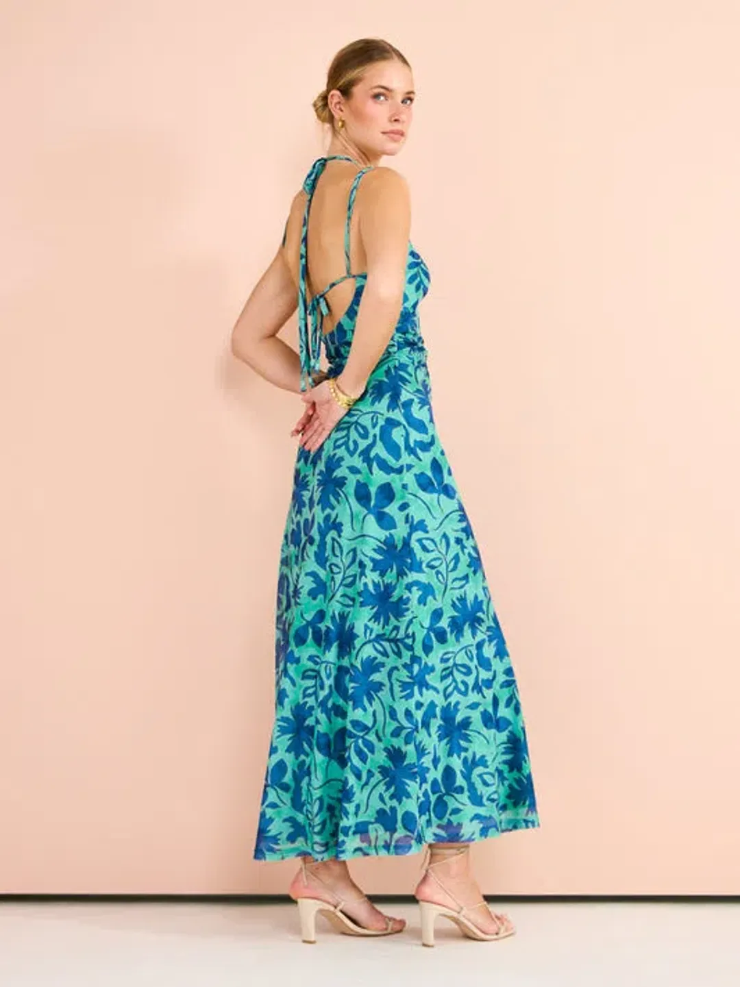 Hansen And Gretel Odessa Dress In Aqua Leaf Size L/AU 12 for rent on The Volte - main image