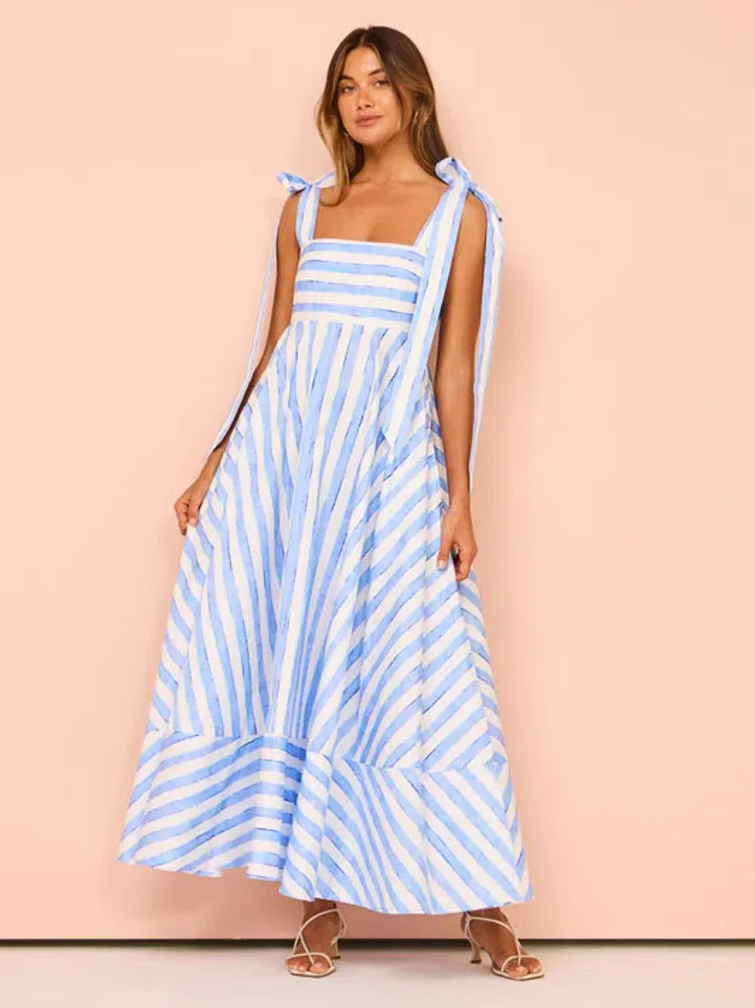 Aston Studio Pippa Dress in Lapis Stripe Size 10 for rent on The Volte - main image
