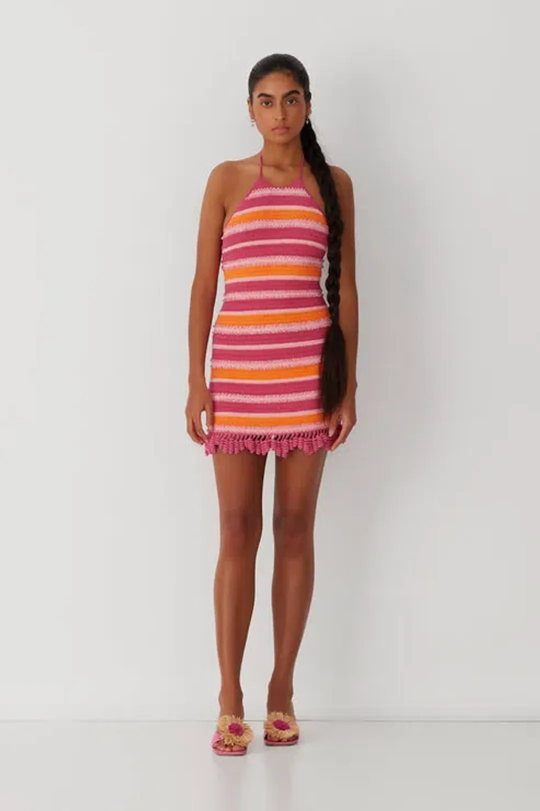 The Wolf Gang Kokomo Crochet Dress Fucshia Multi Size XS/ AU 6 for rent on The Volte - main image