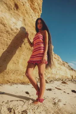 The Wolf Gang Kokomo Crochet Dress Fucshia Multi Size XS/ AU 6 for rent on The Volte - image 2