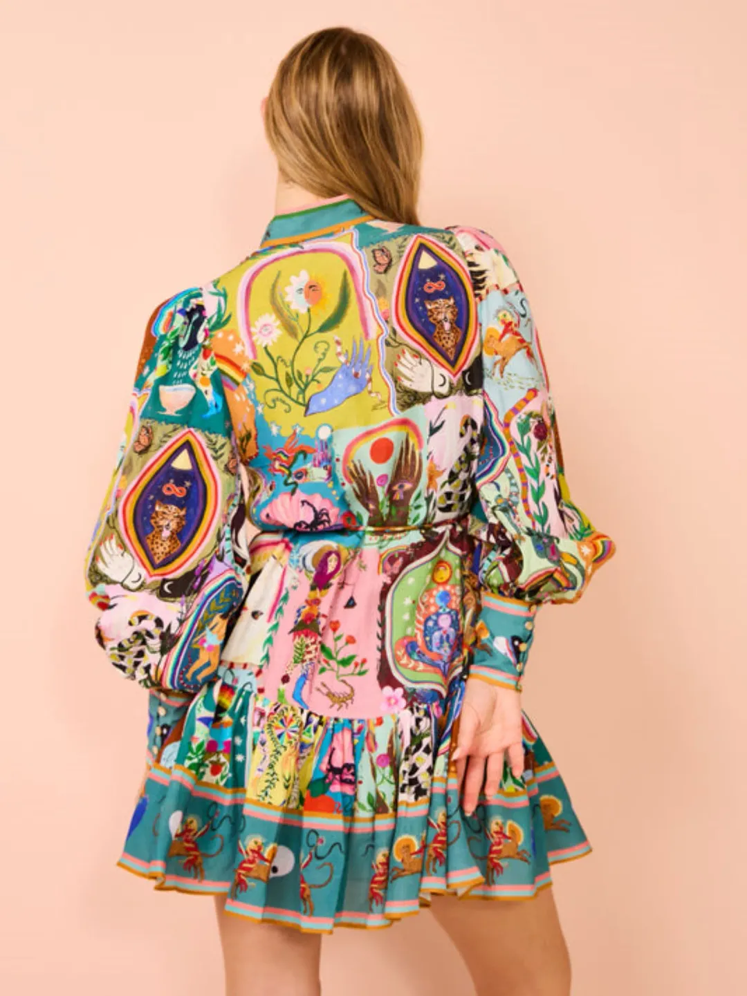 Alemais Evergreen Mini Dress Multicolour Size 12 for rent on The Volte - main image