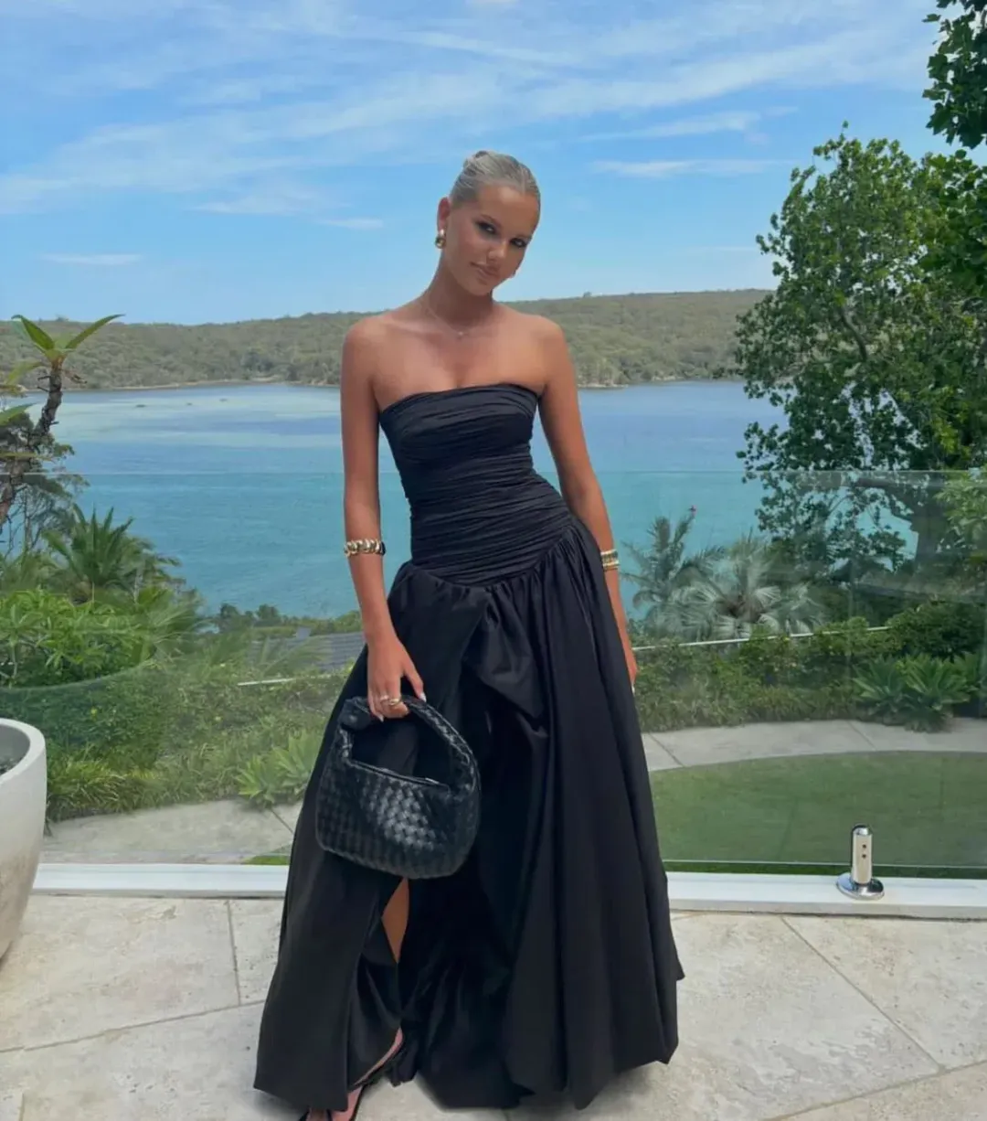 AJE Violette Bubble Hem Maxi Dress Black  Size 10  for rent on The Volte - main image