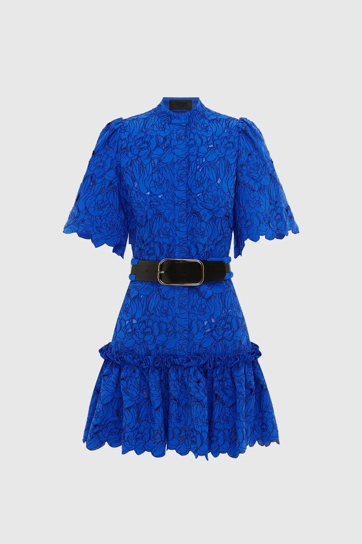 Leo Lin Alice Lace Short Sleeve Mini Dress Lapis Blue Size 10      for rent on The Volte - main image