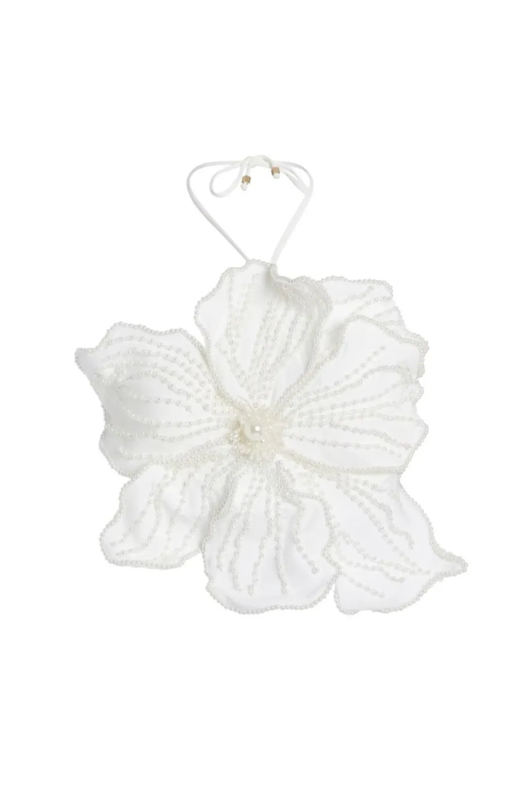 PatBo Hand Beaded Flower Top White Size M / Au 10 for rent on The Volte - main image