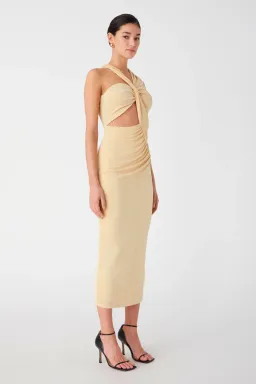 Misha Graciela Slinky Jersey Midi Dress in Lemon Drop Size 8 for rent on The Volte - image 2