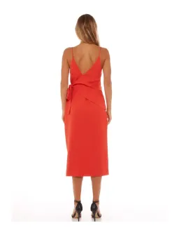 CMEO Collective Better Things Midi Wrap Dress Bright Red Size 8 for rent on The Volte - image 3