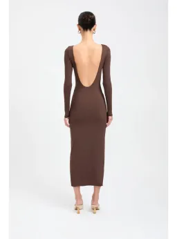 Kookai Amari Midi Dress Dark Mahogany Size 38 / AU 10 for rent on The Volte - image 3