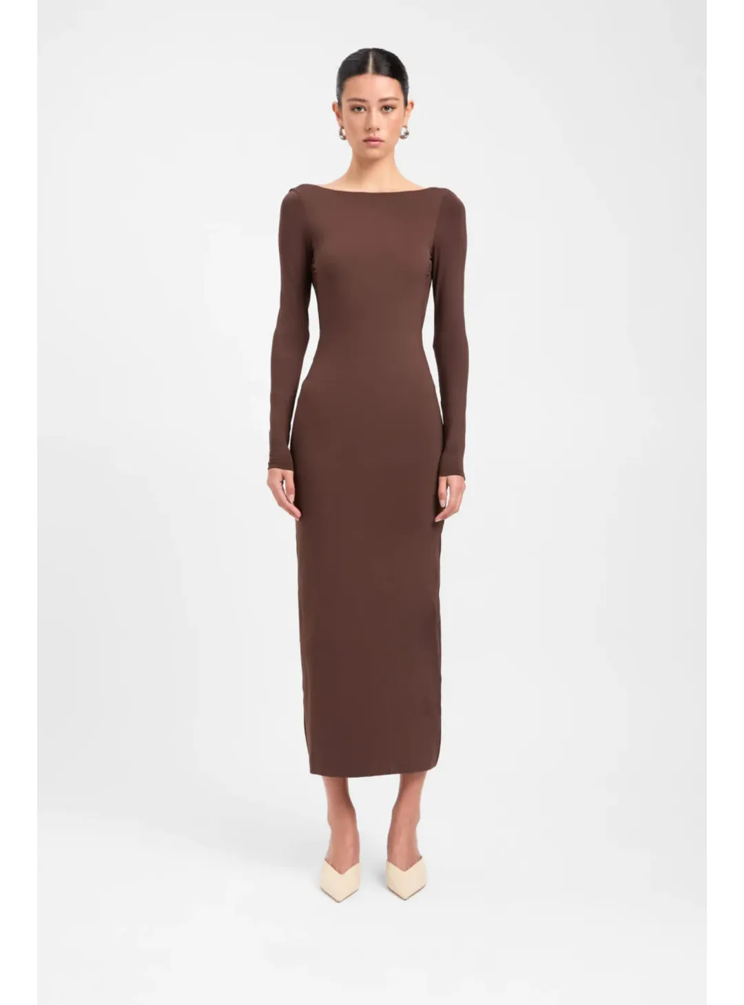 Kookai Amari Midi Dress Dark Mahogany Size 38 / AU 10 for rent on The Volte - main image