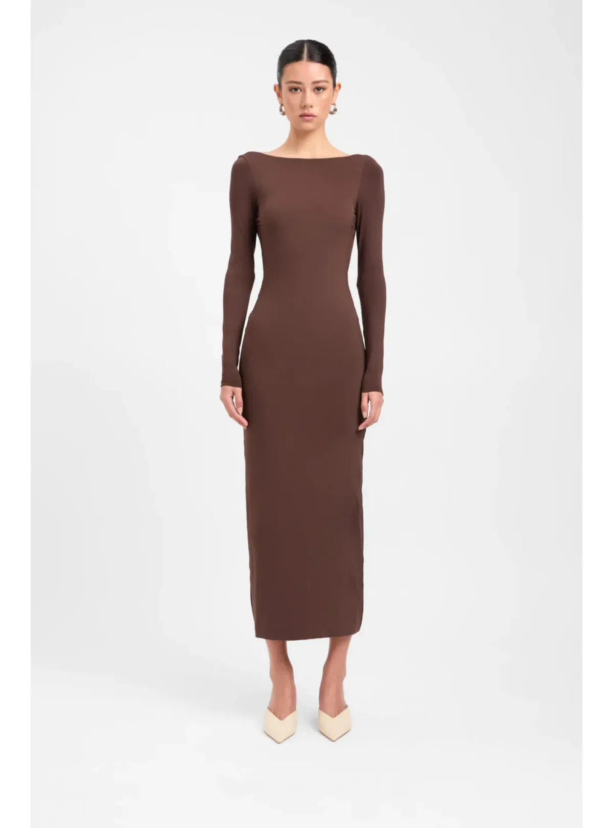 Kookai Amari Midi Dress Dark Mahogany Size 38 / AU 10 for rent on The Volte - main image