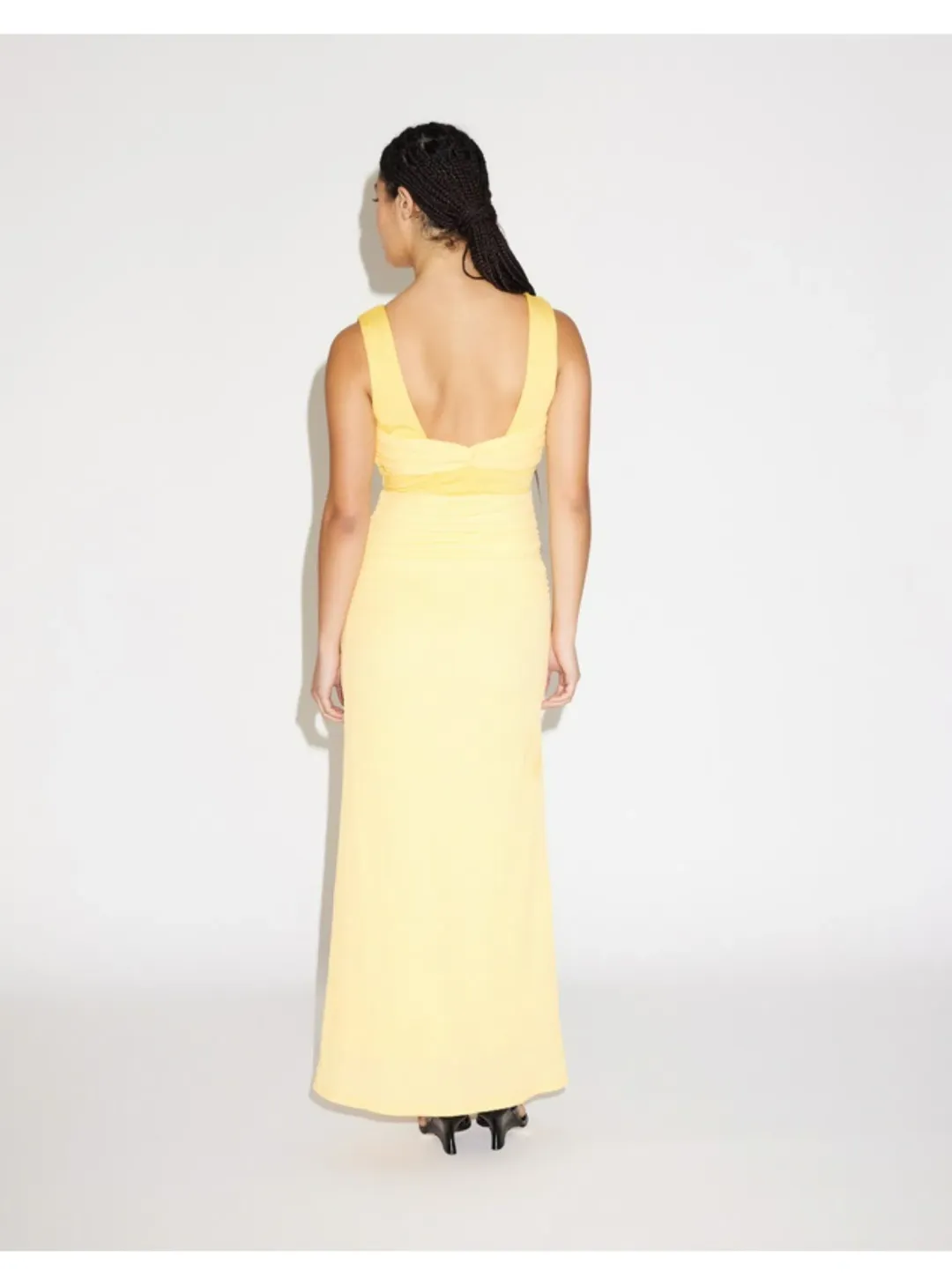 Lover Samara Scoop Neck Twist Front Dress  Lemon Yellow Size AU 8 for rent on The Volte - main image