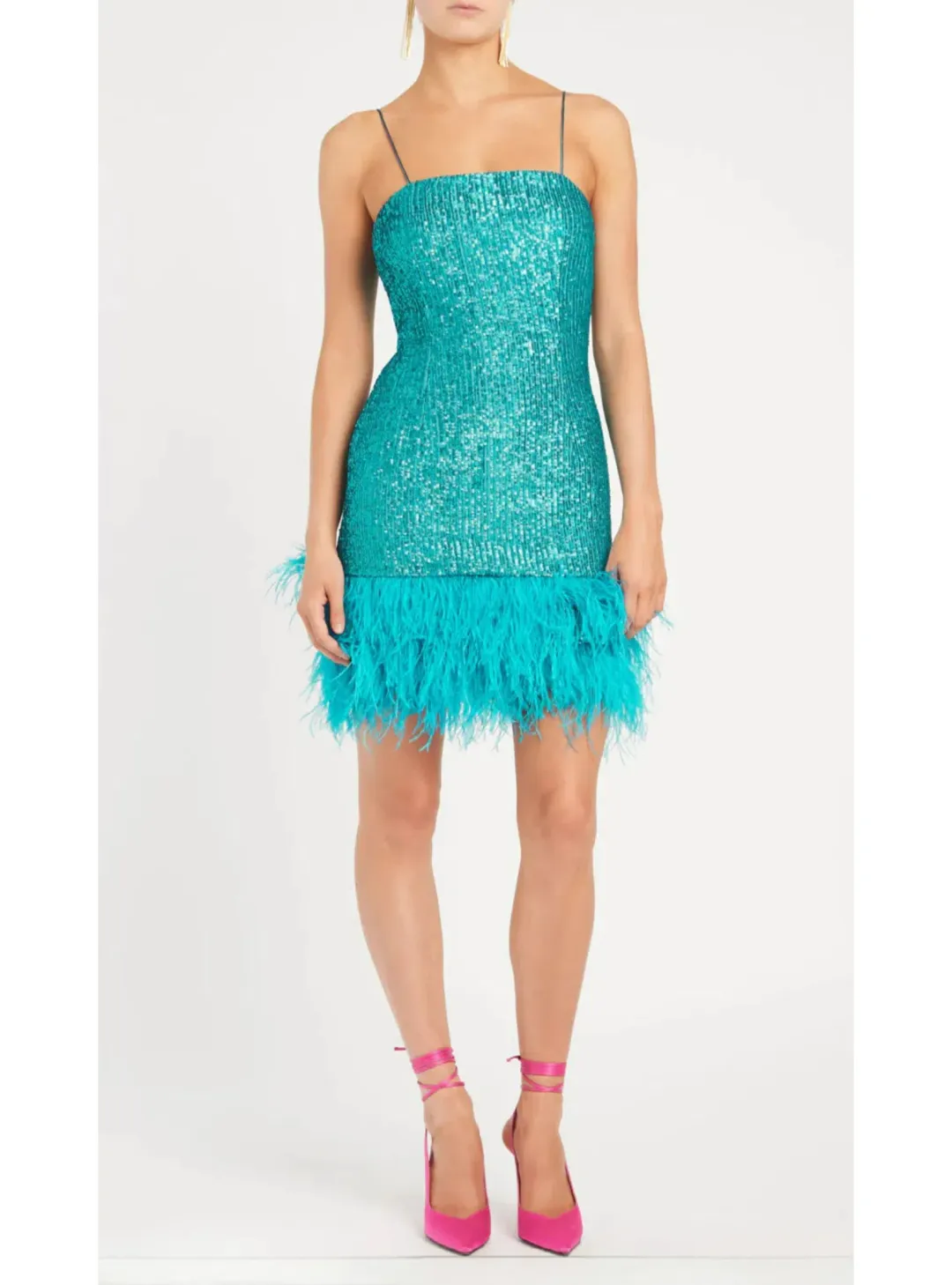 Rebecca Vallance Missing Hours Mini Dress Turquoise Size AU 14  for rent on The Volte - main image