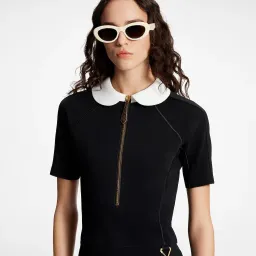 Louis Vuitton Technical Jersey Peter Pan Collar Dress Black Size FR34 / AU 6 for rent on The Volte - image 2