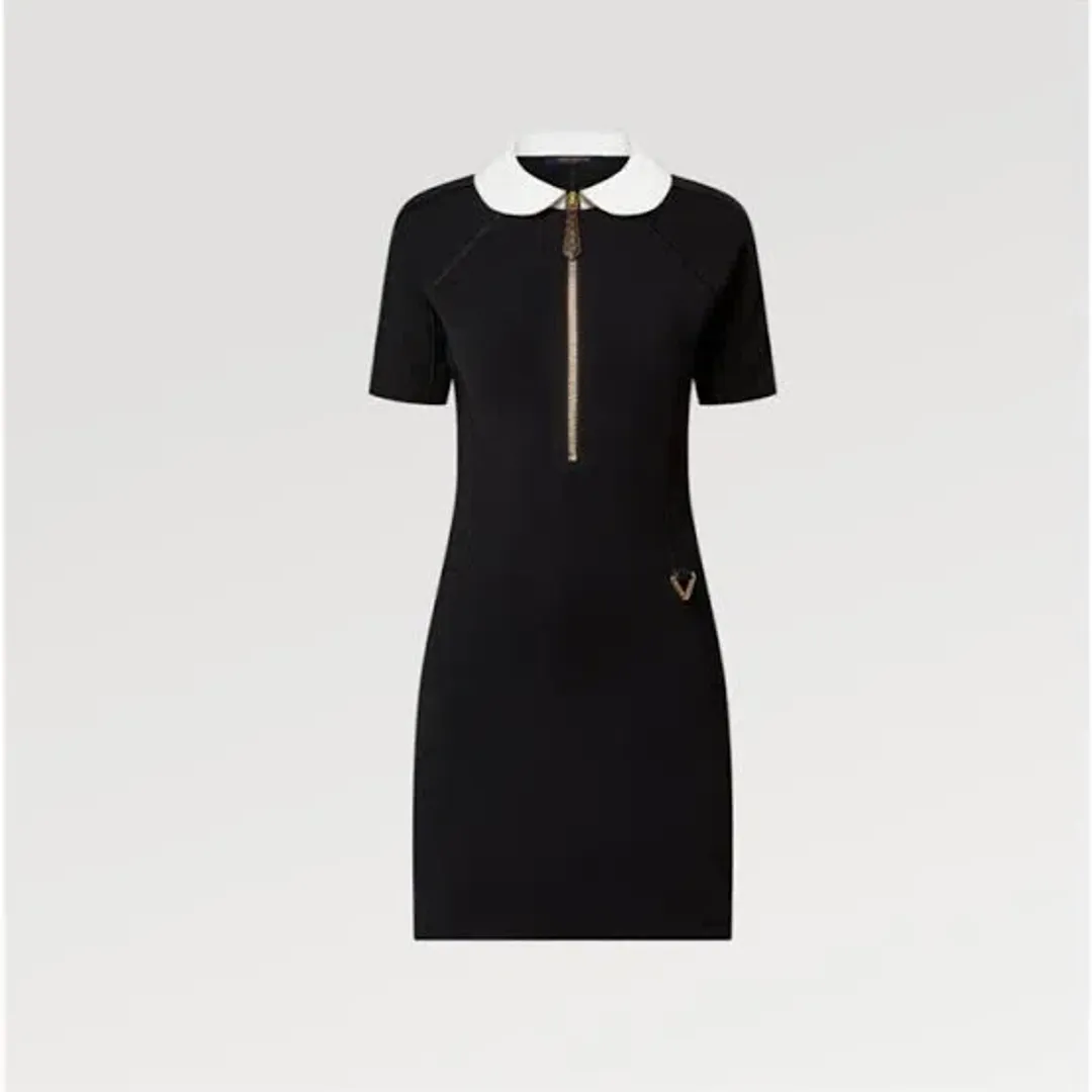Louis Vuitton Technical Jersey Peter Pan Collar Dress Black Size FR34 / AU 6 for rent on The Volte - main image