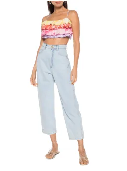 Farm Rio Flower Color Top Crop Top And Flower Colored Skirt Set Print Size S / AU 8 for rent on The Volte - image 1