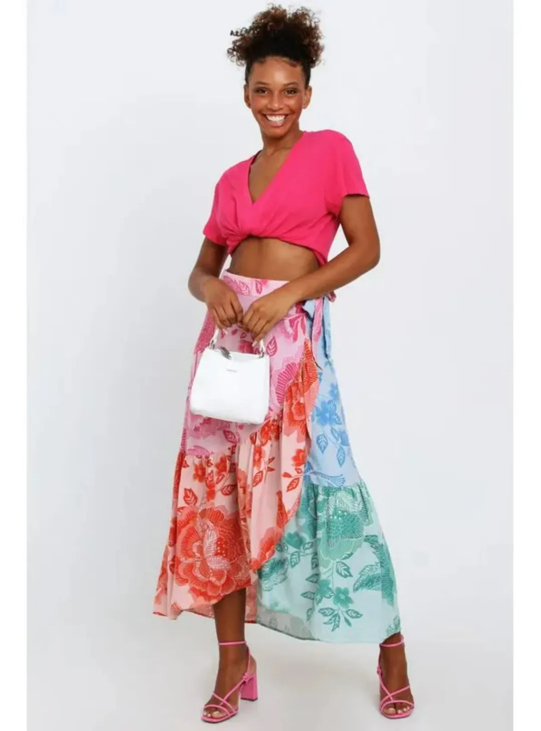 Farm Rio Flower Color Top Crop Top And Flower Colored Skirt Set Print Size S / AU 8 for rent on The Volte - main image