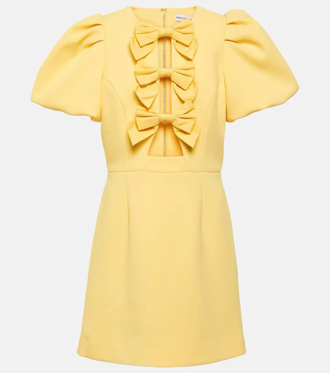 Rebecca Vallance Chloe Bow Mini Dress Yellow Size 10 for rent on The Volte - main image