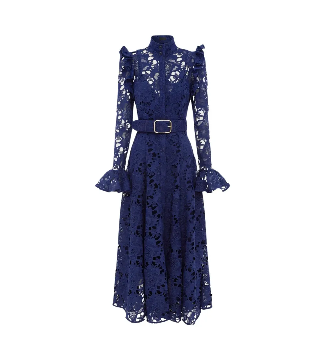 Leo Lin Aliyah Lace Butterfly Sleeve Midi Dress in Oxford Blue Size 10 for rent on The Volte - main image