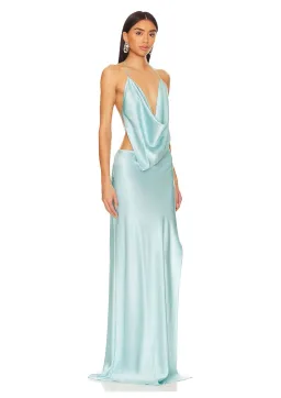 Michael Lo Sordo Iced Bias Maxi Dress Blue Size 4 for rent on The Volte - image 1