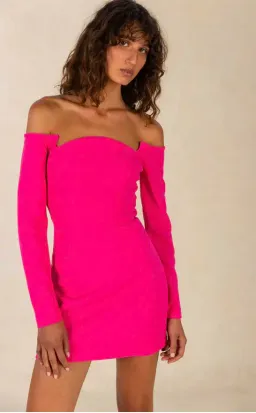Misha Bonita Bonded Crepe Mini Dress Hot Pink Size 6 for rent on The Volte - image 2