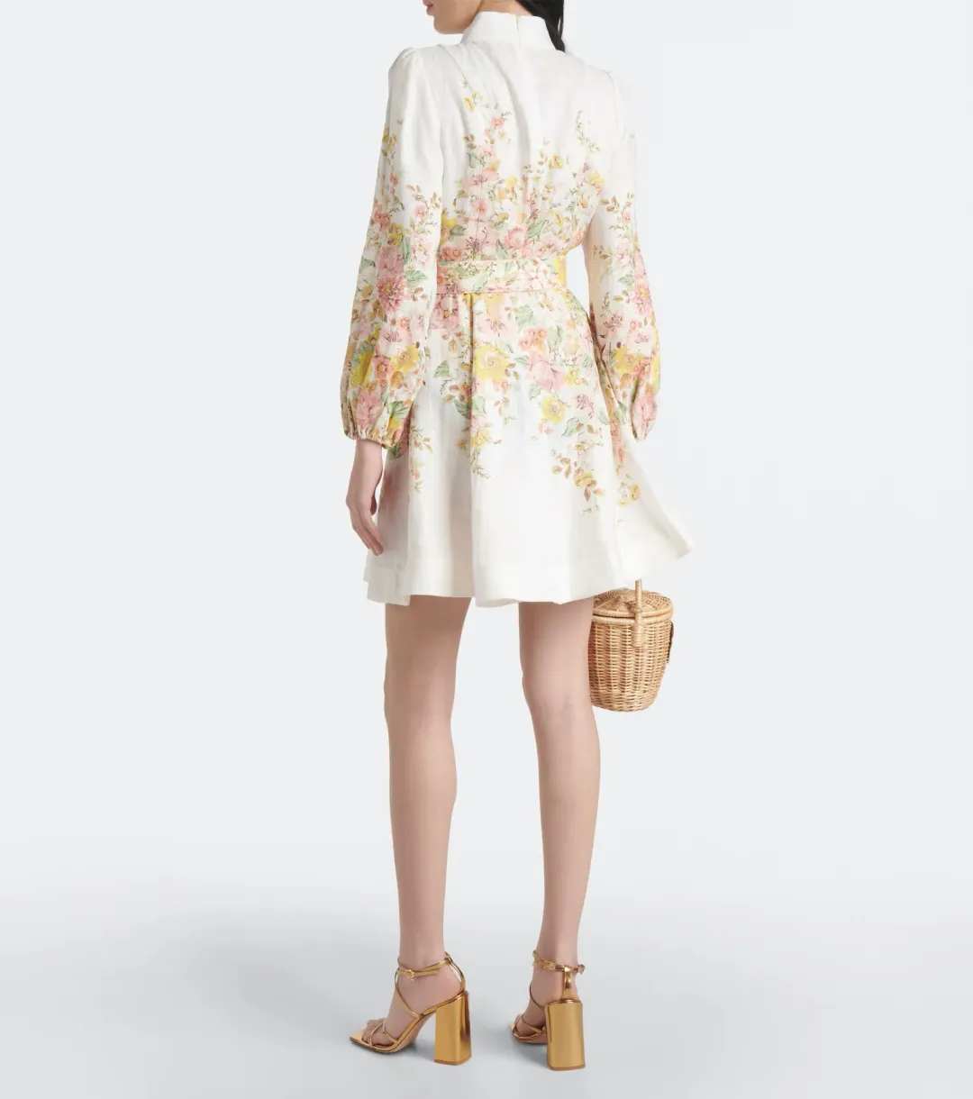 Zimmermann Matchmaker Buttoned Mini Dress Ivory/Coral Floral Size 0 / AU 8 for rent on The Volte - main image