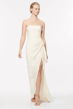 Manning Cartell Asymmetrical Games Strapless Maxi Gown in Cream Size 6  for rent on The Volte - image 1