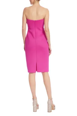 Badgley Mischka Strapless Front Bow Sheath Cocktail Dress Fuchsia Size AU 6 for rent on The Volte - image 3