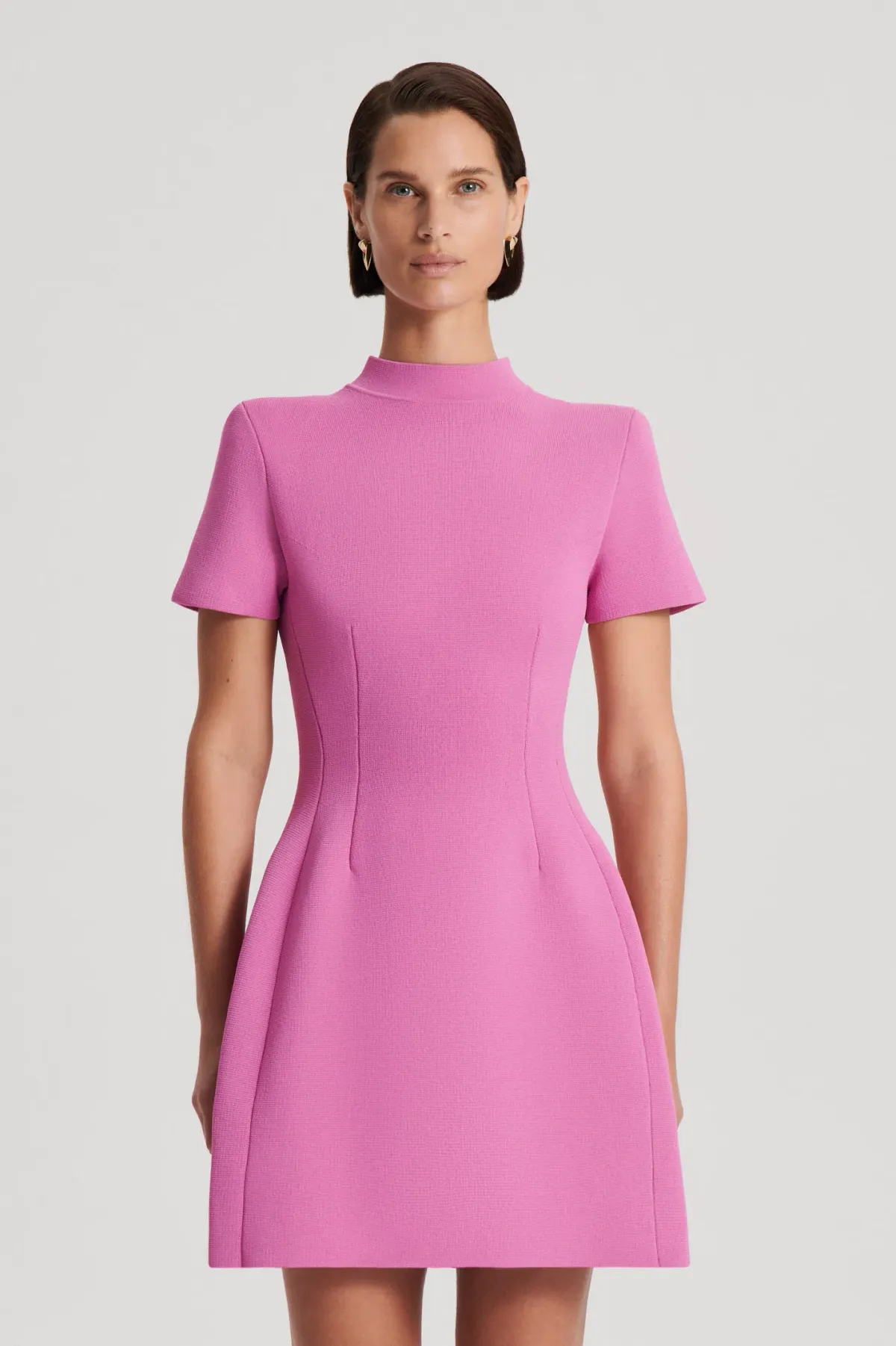 Scanlan Theodore Crepe Knit Peplum Mini Dress Peony Size XS / AU 6 for rent on The Volte - main image