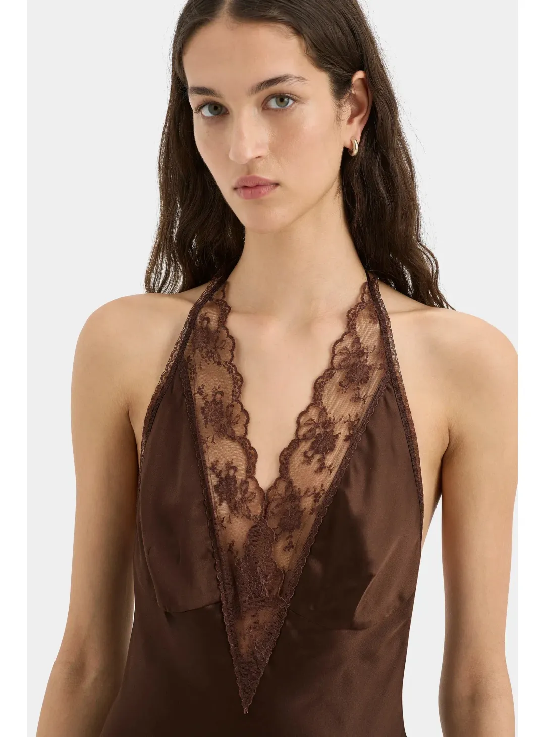 Sir the Label Aries Halter Gown in Chocolate Size 2 / AU 10 for rent on The Volte - main image