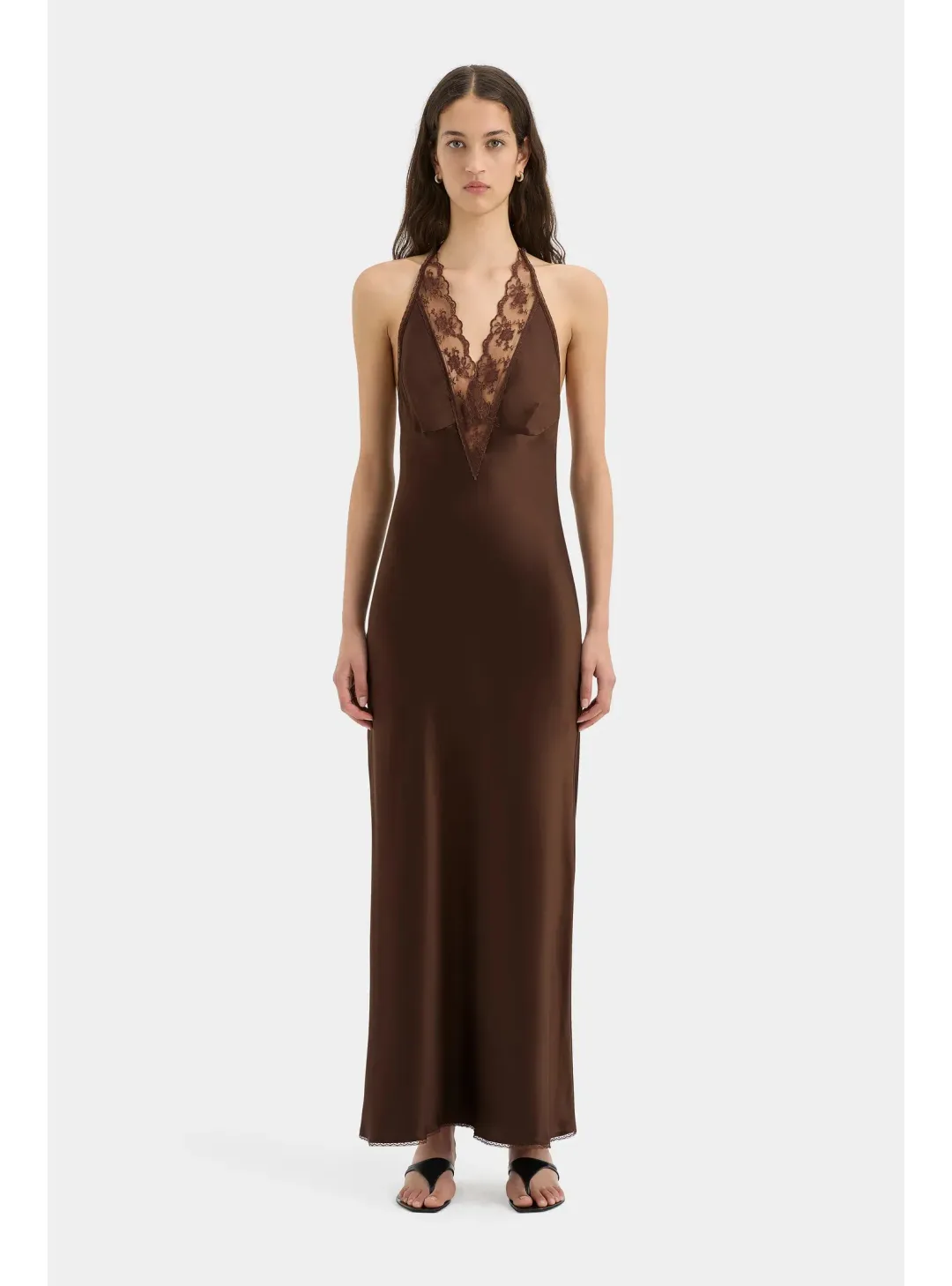 Sir the Label Aries Halter Gown in Chocolate Size 2 / AU 10 for rent on The Volte - main image