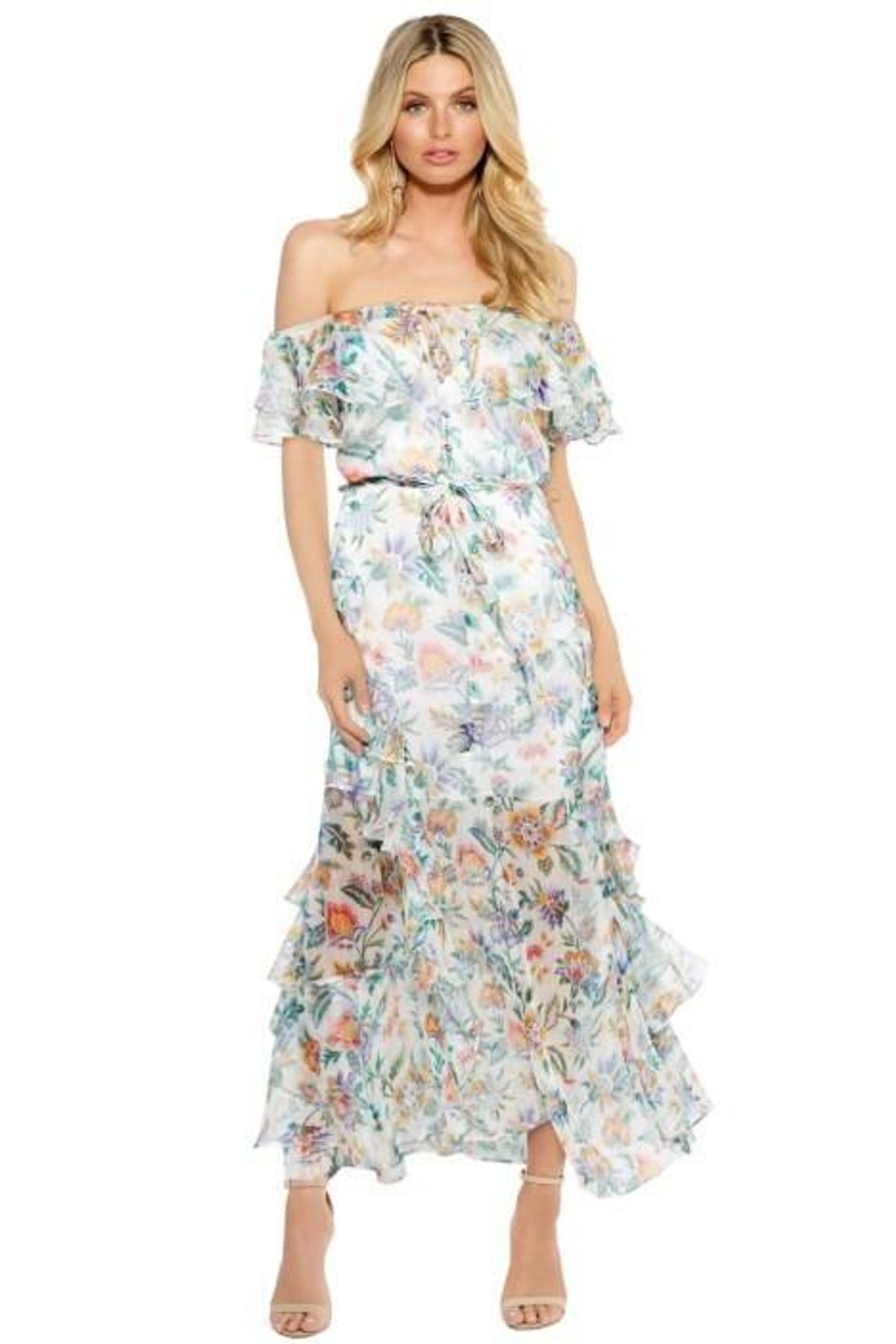 Alice McCall Oh Oh Oh Maxi Dress- Ivory Garden for rent on The Volte - main image