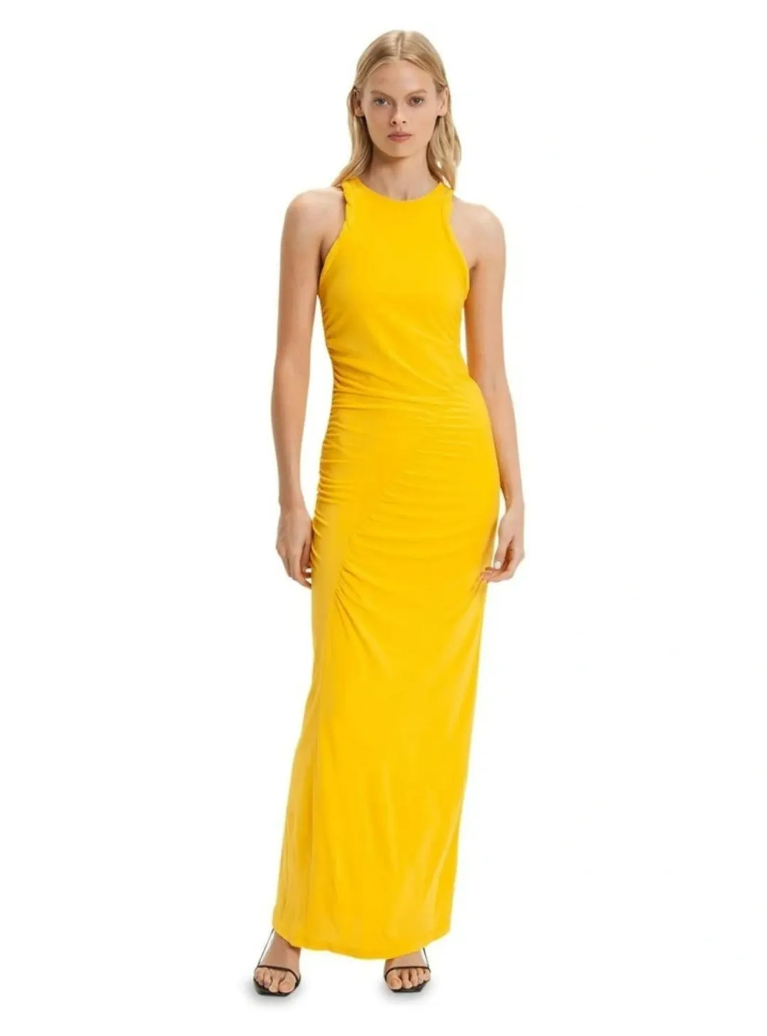 Cue Racer Jersey Midi Dress in Lemon Size AU 10 for rent on The Volte - main image