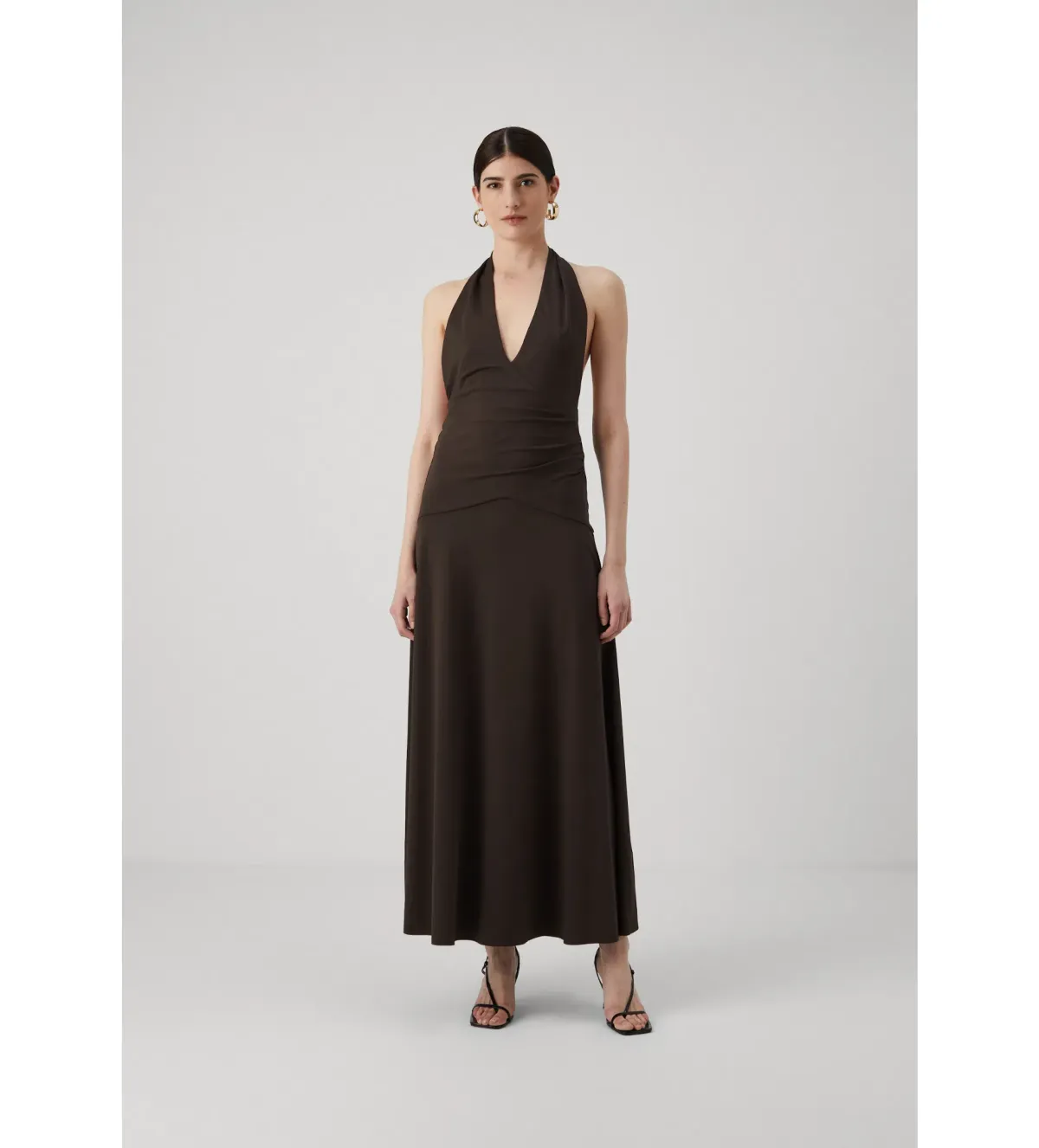 Bec & Bridge Blanche Halter Maxi Dress in Espresso Size 10  for rent on The Volte - main image