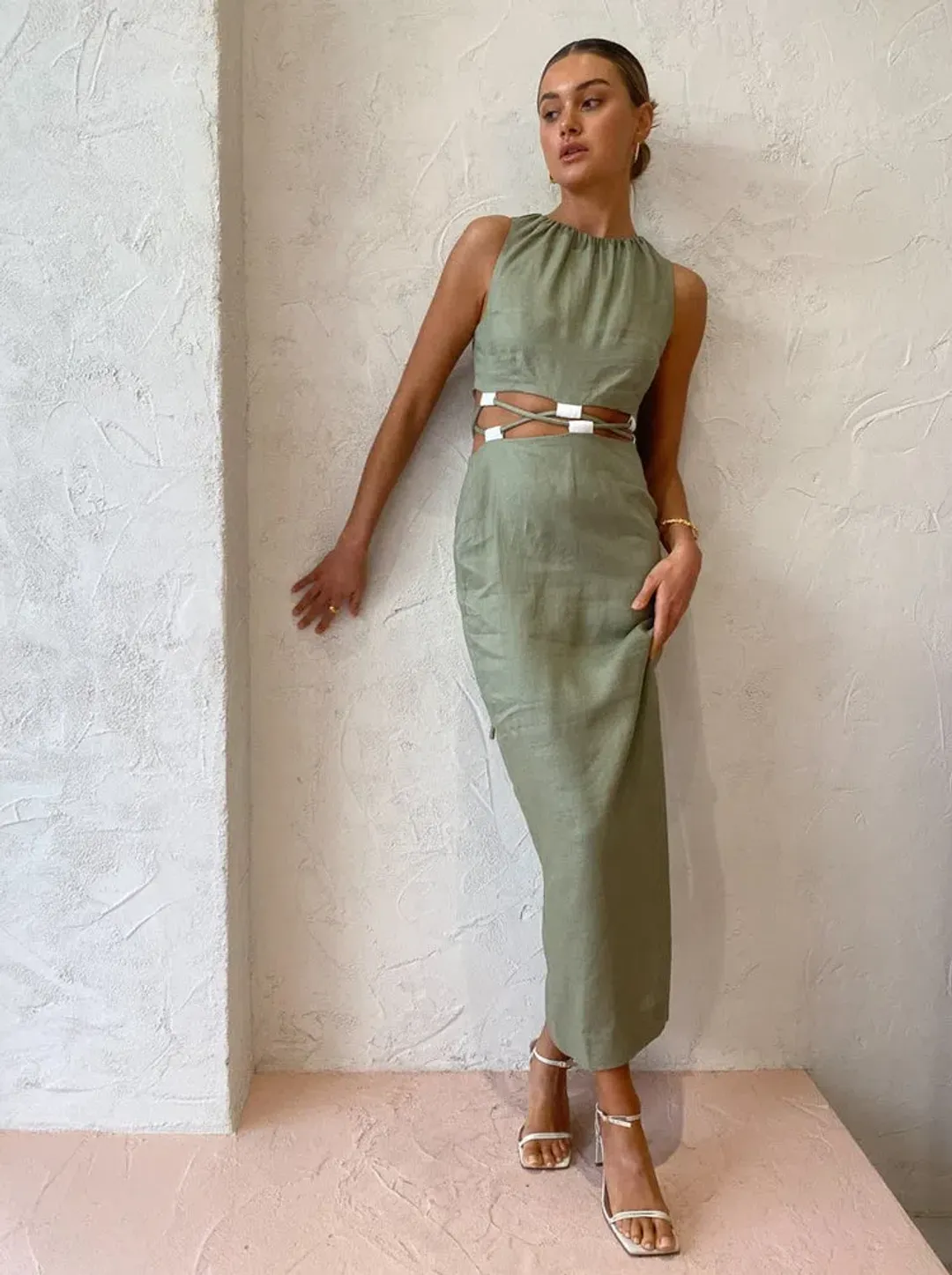 Sir the Label Mayra Deconstructed Maxi Dress In Sage Size 6  for rent on The Volte - main image