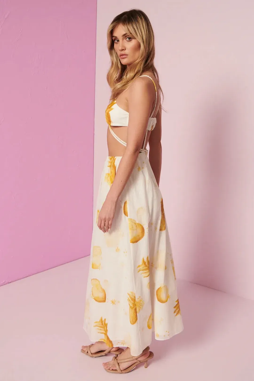 Kate Ford Aloe Braid Front Dress Print Size 10 for rent on The Volte - main image