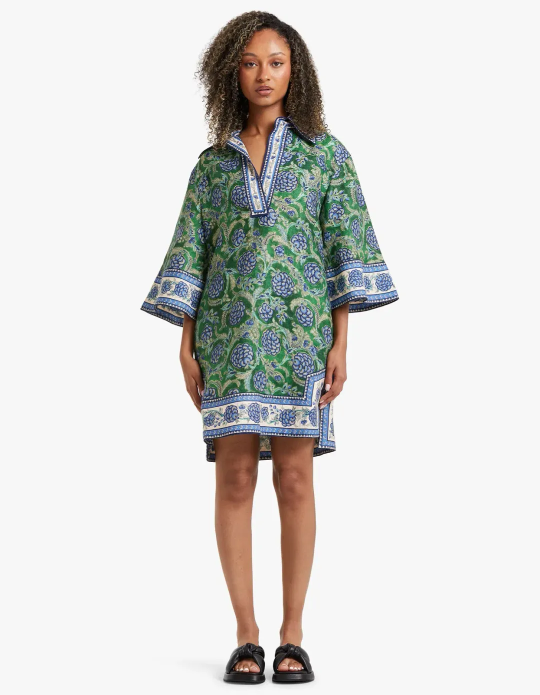 Zimmermann The Junie Tunic Dress in Green/Blue Floral Size 3/Au 14 for rent on The Volte - main image