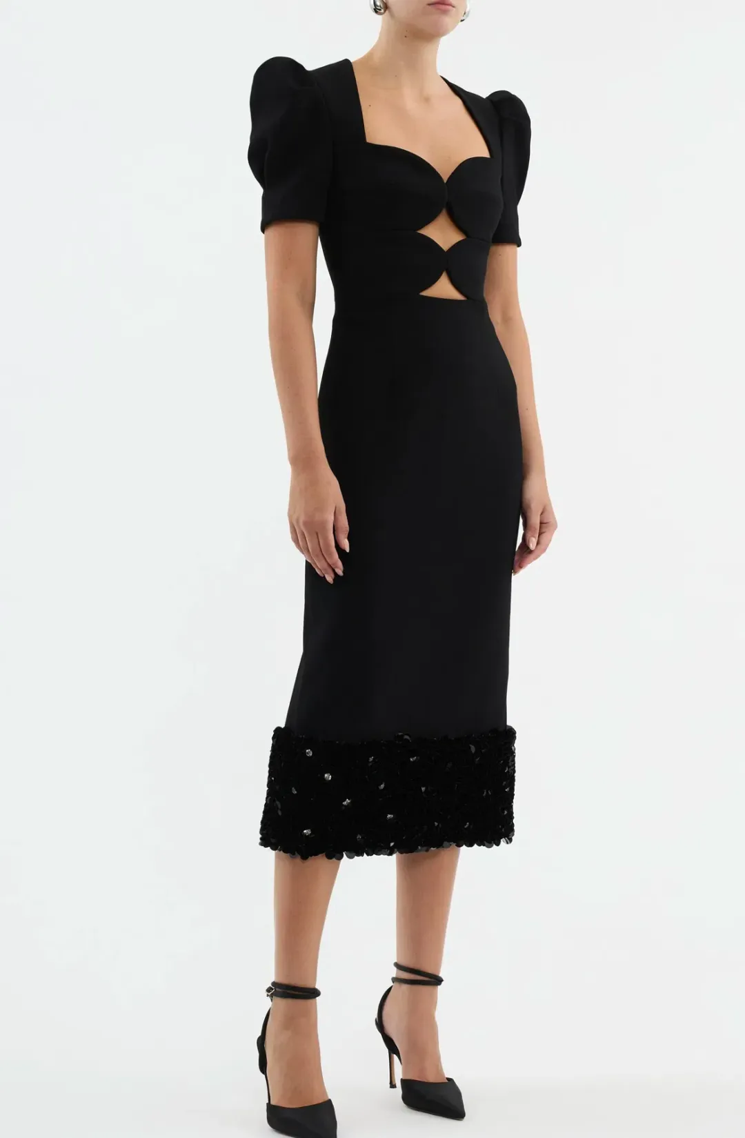 Rebecca Vallance Elaine Midi Dress Black Size 8 for rent on The Volte - main image