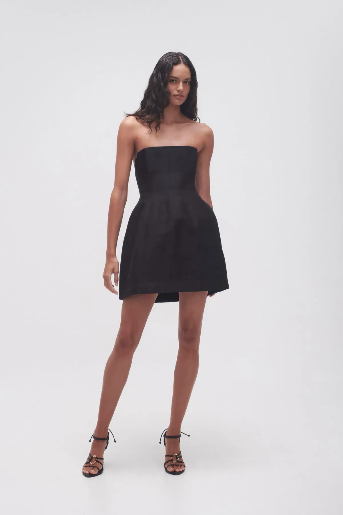 Aje Baret Strapless Mini Dress Black Size 8 for rent on The Volte - main image