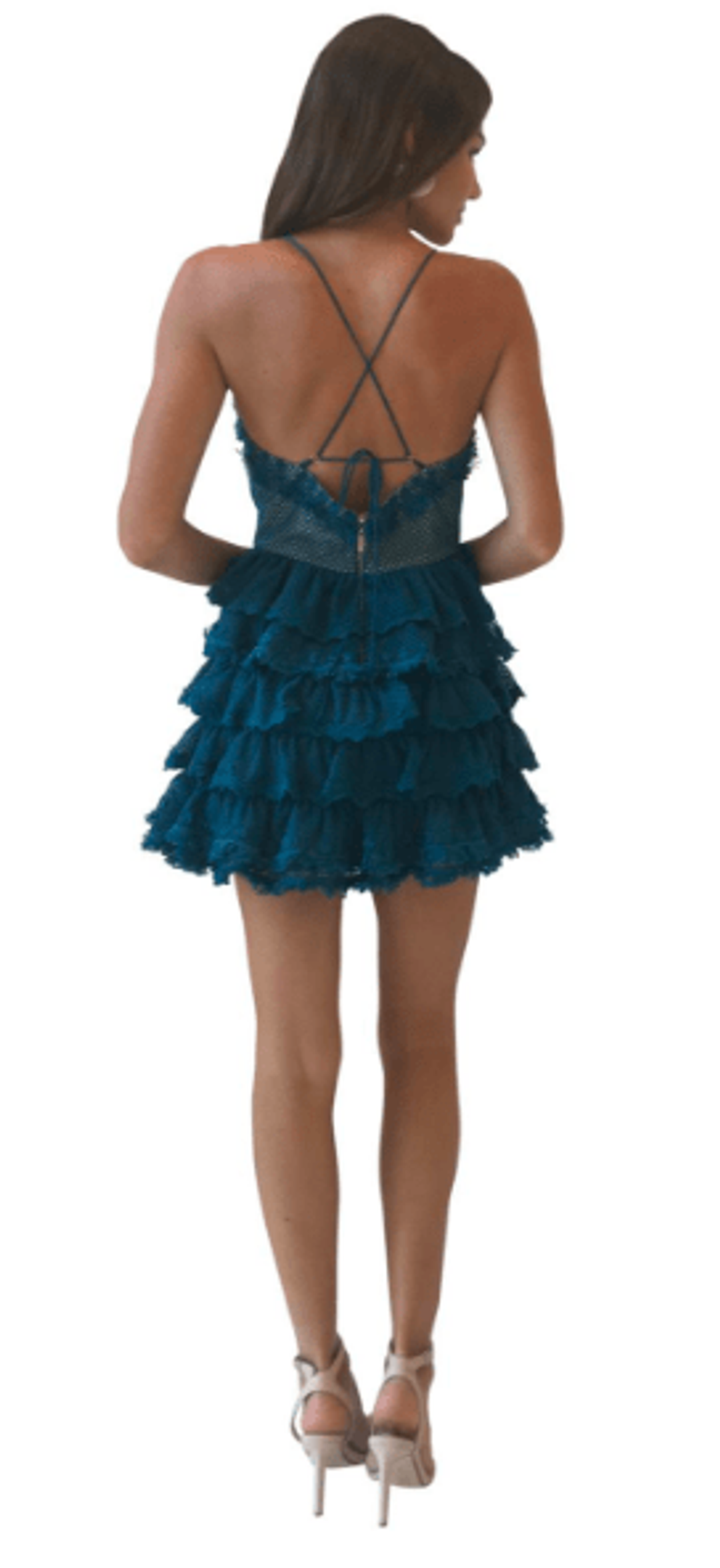 By Nicola Silver Linings Dress in Teal for rent on The Volte - main image