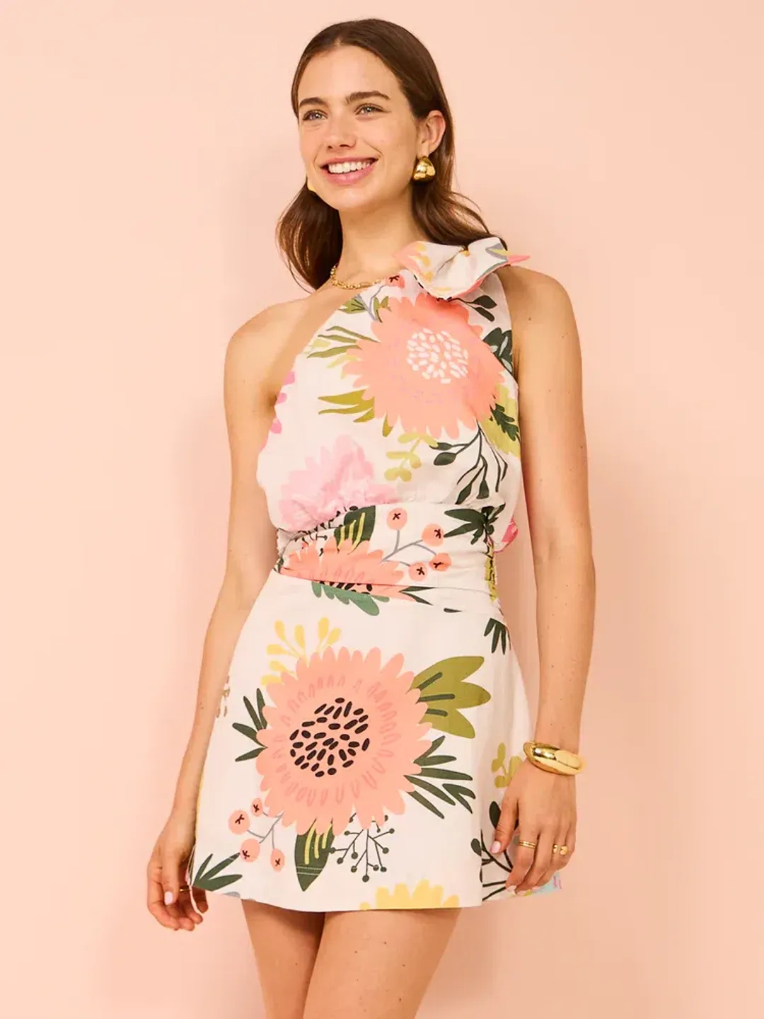 By Nicola Amelie One Shoulder Mini Dress In Potpourri Size 10 for rent on The Volte - main image