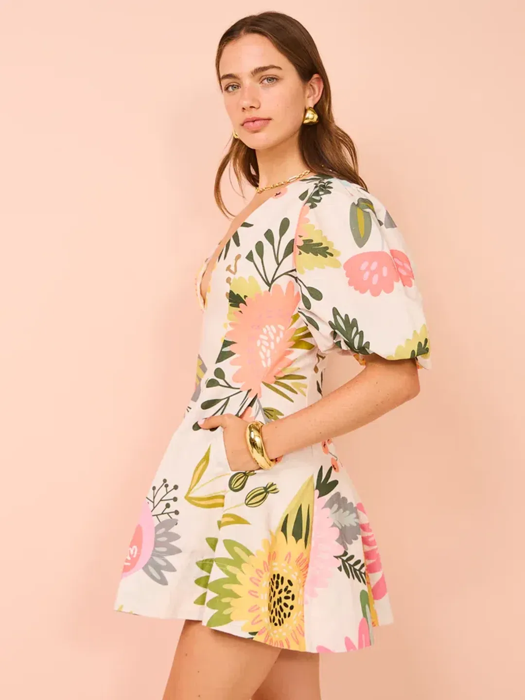 By Nicola Wavy Mini Dress In Potpourri Size 8 for rent on The Volte - main image