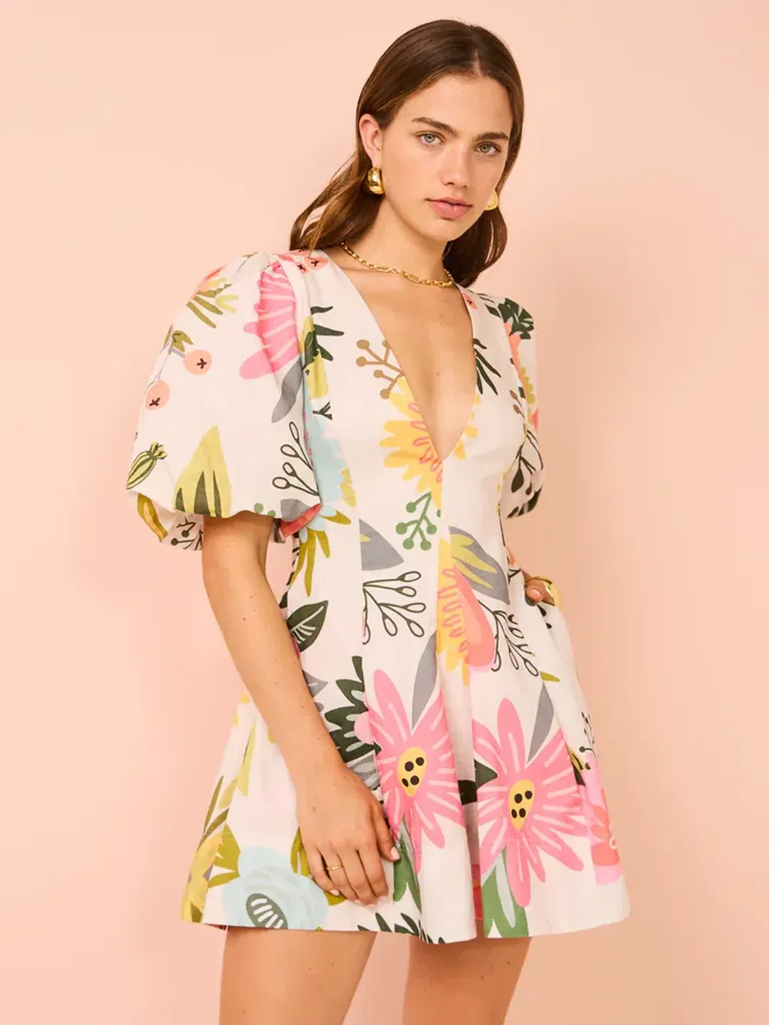 By Nicola Wavy Mini Dress In Potpourri Size 8 for rent on The Volte - main image