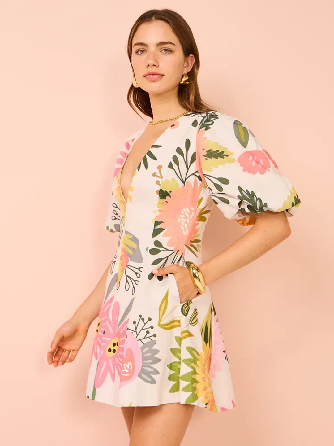 By Nicola Wavy Mini Dress In Potpourri Size 8 for rent on The Volte - main image