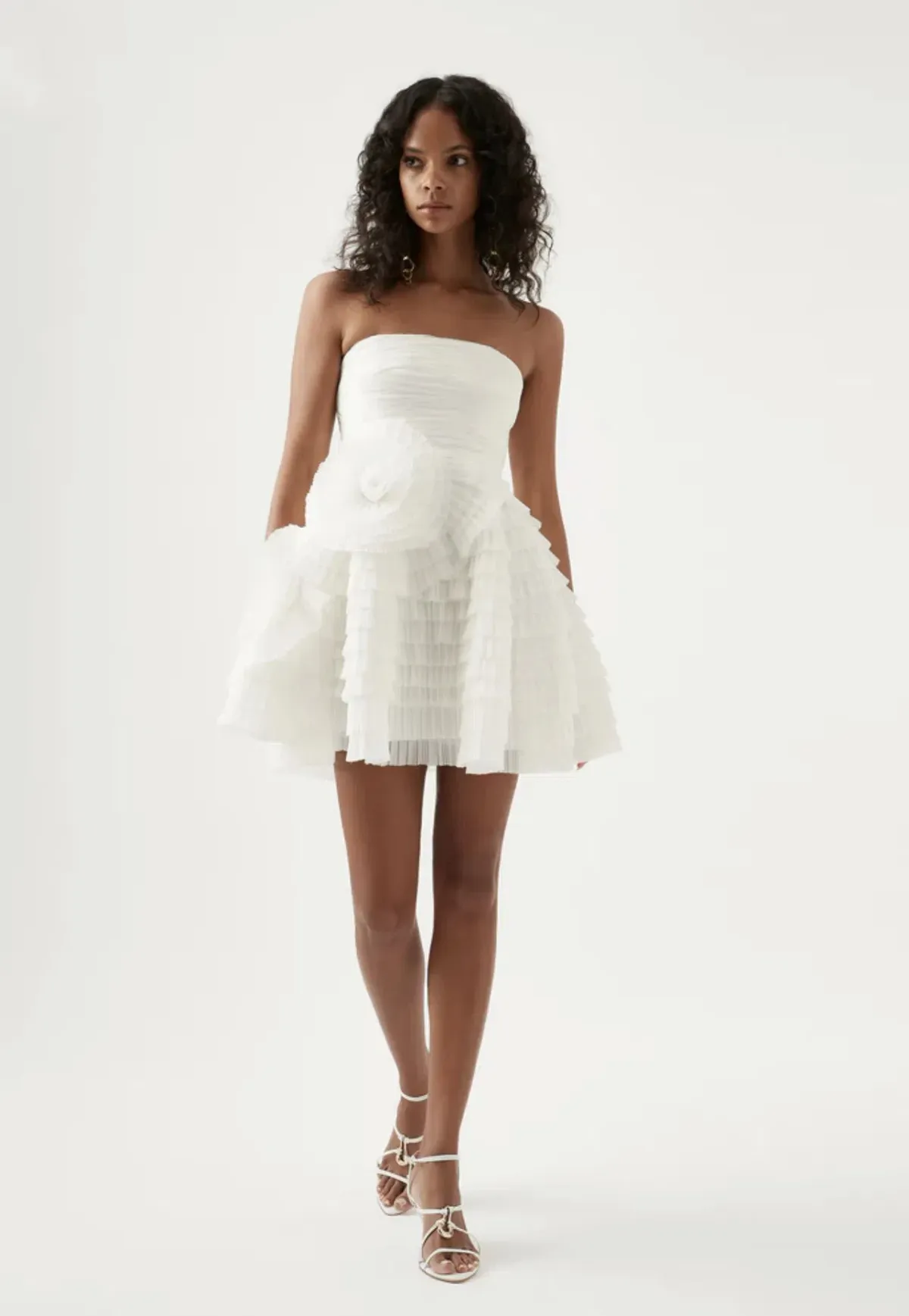 Aje Expressive Pleated Mini Dress White Size 8 for rent on The Volte - main image