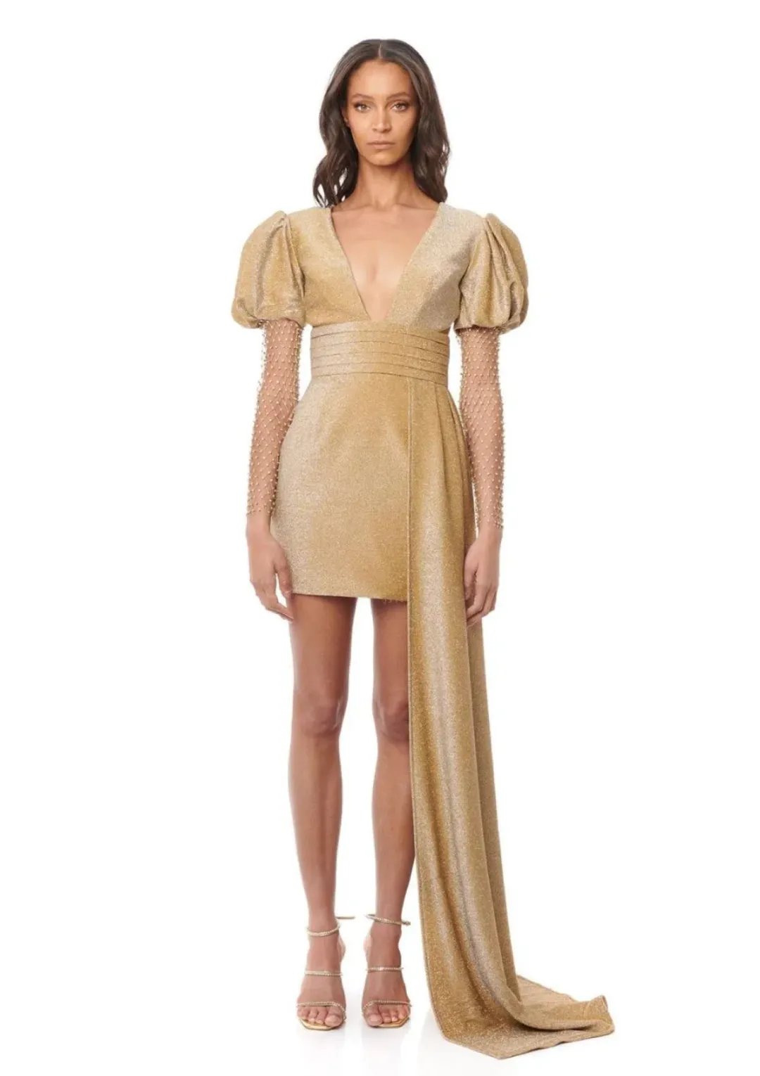 Eliya The Label Carla Mini Dress in Gold Size X-Small / AU 6 for rent on The Volte - main image