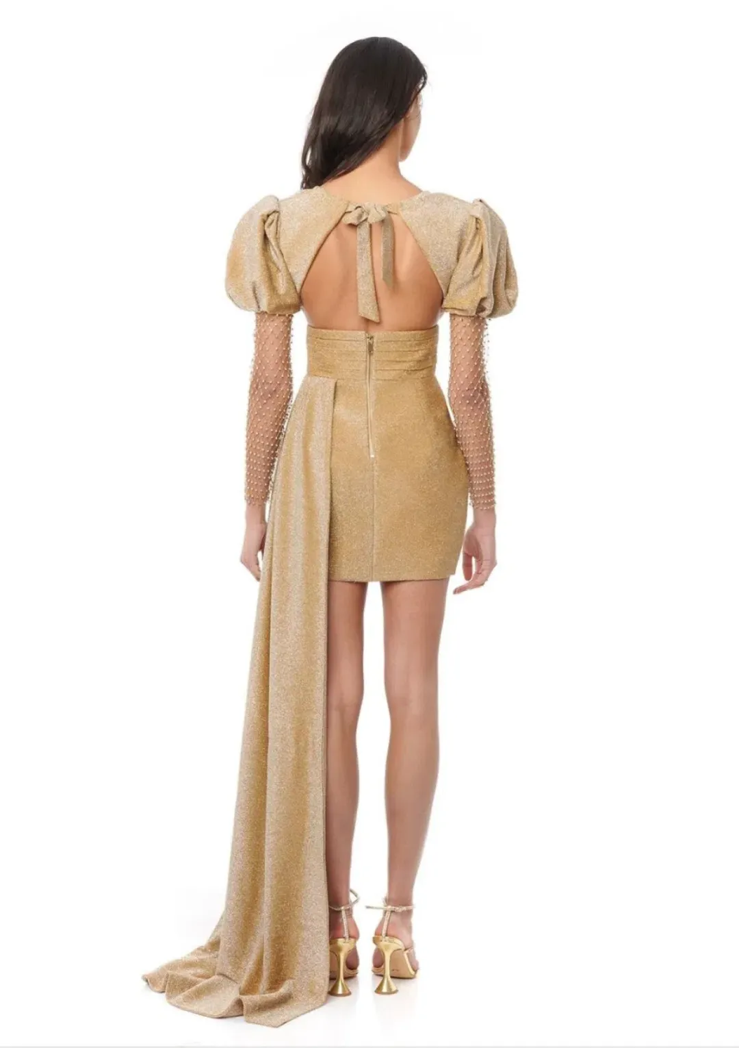 Eliya The Label Carla Mini Dress in Gold Size X-Small / AU 6 for rent on The Volte - main image