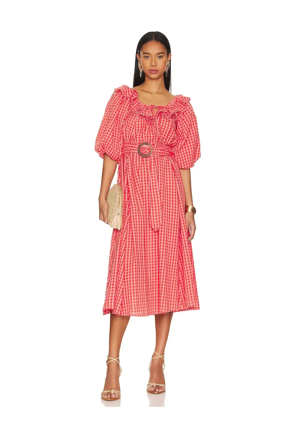Spell Strawberry Fields Midi Dress Pink Size L/ AU 12 for rent on The Volte - main image